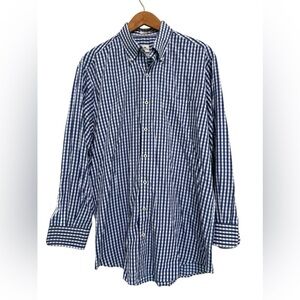 Peter Millar Dress Shirt Men's Blue Gingham Weekender Finish Button Down